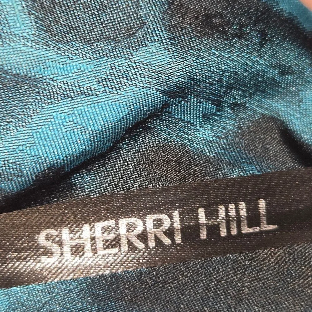 For tigerchik Sherri Hill Size 4 Strapless Gown Teal Black Floral - Picture 2 of 11